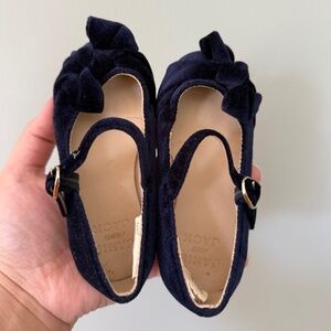 JANIE and JACK Toddler Girl Size 7 Navy Velvet Dress Shoes
